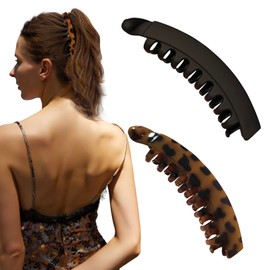 Nalodu 5 Inch Banana Clip Big Non-Slip Unbreakable Large Matte & Glossy Banana Hair Claw Clip for Women Medium Thick Straight Hair, (Not for Super Thick Hair) 2 Pack