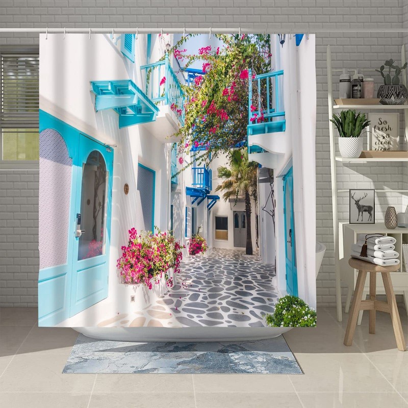 Abaysto Shower Curtain Best Greek Holiday Destinations Mykonos Island Waterproof
