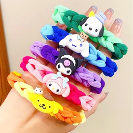 10PCS Elastic Hair Ties Ponytail Holders for Women Girls - Cute Cartoon Decor DIY Braided Bracelet - Large Stretch Hair Accessory
