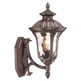 Luminzone Outdoor Light Fixtures Wall Mount, Waterproof Exterior Wall Lanterns with Waer Ripple Glass, Outside Sconces, Front Porch Lights for House Garage Doorway Patio, 15'' Small Oil-Rubbed Bronze