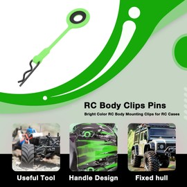 Rc Accessories,4Pcs RC Body Clips Pins Bright Colors RC Car Shell Body Fixed Clips Retainer Silicone Metal Universal for 1/10 Model Car(Green)