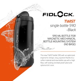 Fidlock Twist Single Bottle 590 ml Black with Swivel Connection (without Bicycle Base) Magnetic Bicycle Bottle Holder with Bicycle Drink Holder