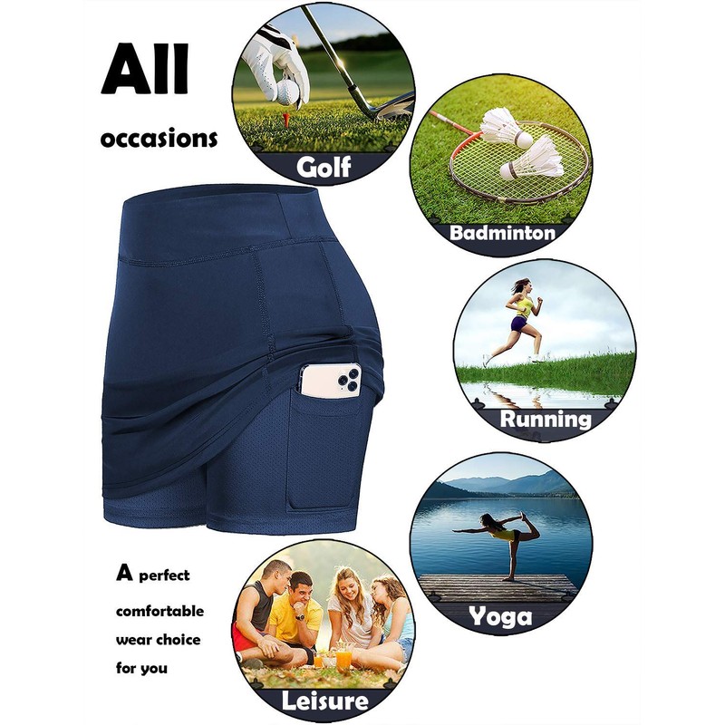 BLEVONH - Faldas de tenis para mujer, con bolsillos, Azul