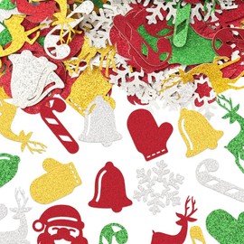 Hying 200 PCS Christmas Confetti Decorations for Table, Xmas Santa Deer Sequins Glitter Red Gold Green Table Confetti Winter Snowflake Paper Confetti for Christmas Party Decorations New Year Favors