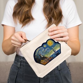 Lantern Press Bass Harbor Lighthouse, Maine, Starry Night, 100% Cotton Zipper Pouch, Travel Accessory, Go Bag