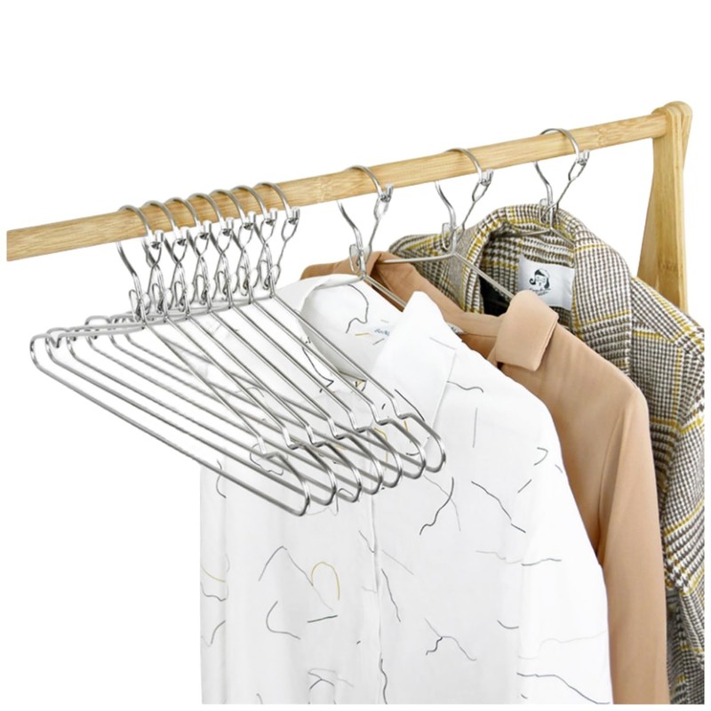 16.5” Wire Hanger 4mm Lockable Hangers 20Pack Stainless Steel Slim