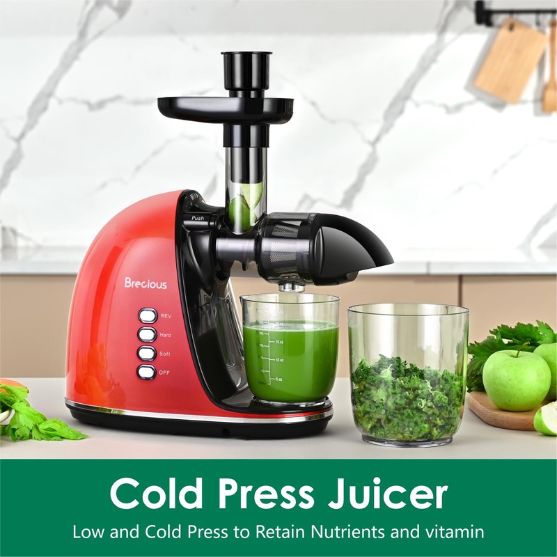 Slow Masticating Juicer,Brecious Cold Press Juicers with 2 Speed Modes