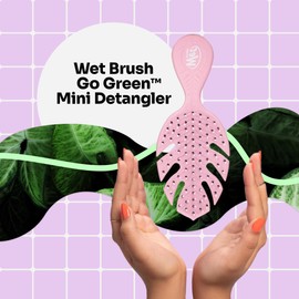 WetBrush Go Green Mini Detangler Hairbrush Travel Sized UltraSoft Intelliflex Bristles Minimizes Pain Pink