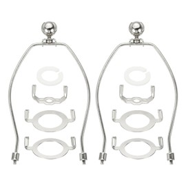 YOKIVE 8 Inch Lamp Harp, 2 Set Detachable Lamp Shade Holder with 3/8 Standard Saddle and E14 E26 UNO Light Base Heavy Duty Lamp Shade Bracket for Table Floor Standing Lamps, Nickel