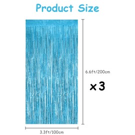 OFFCUP Tinsel Curtain, 3 Pieces Metallic Glitter Curtain Fringe, Tinsel Foil Curtain, Tinsel Curtains, Glitter Curtain Foil Background Foils, Fringe Curtains for Birthday Party