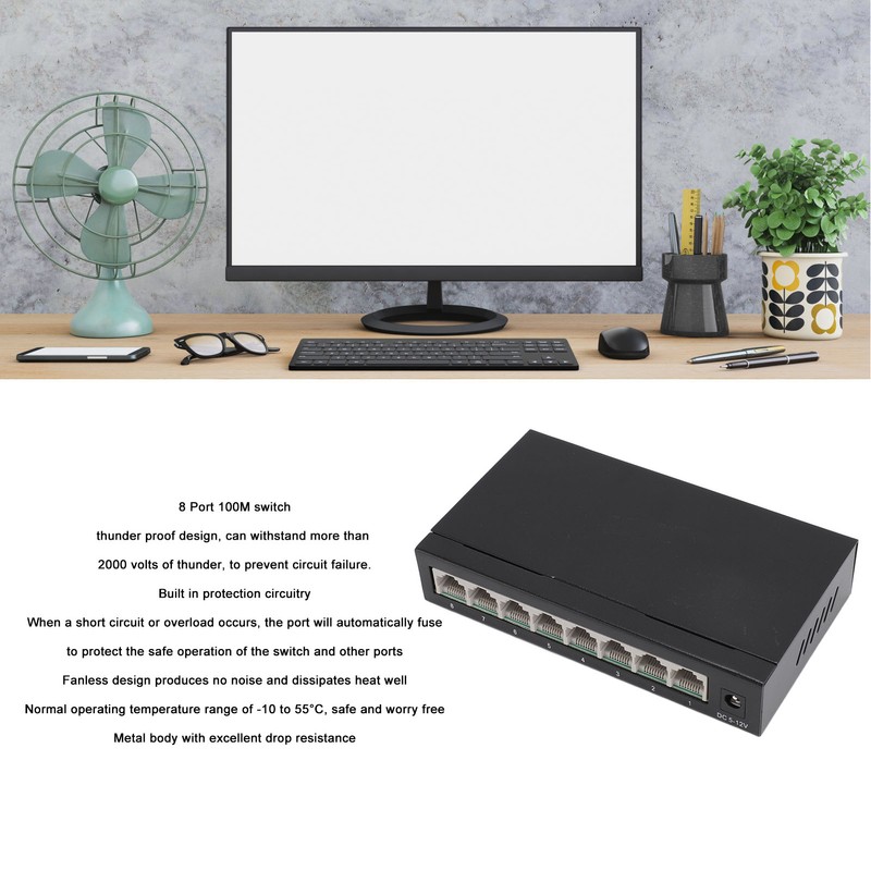 8 Port 10 100Mbps Fast Ethernet Switch Desktop Ethernet Splitter