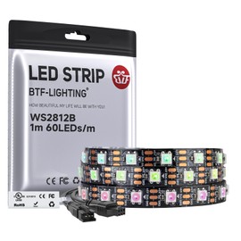 BTF-LIGHTING UL Listed WS2812B IC RGB LED Strip with Individual Addressable 5050 SMD Pure Gold Chip,1M 60LED/m 60 Pixel IP30 DC5V Full Color for DIY Chasing Lighting Project(No Adapter or Controller)