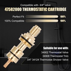 47582000 Thermo Element, 3/4" Thermostatic Cartridge Designed for GROHE 47582000, Fits for 34902 Grohtemp, 34124 Grotherm and 34908 Grotherm, Precision Temperature Control in the Bathroom, Brass