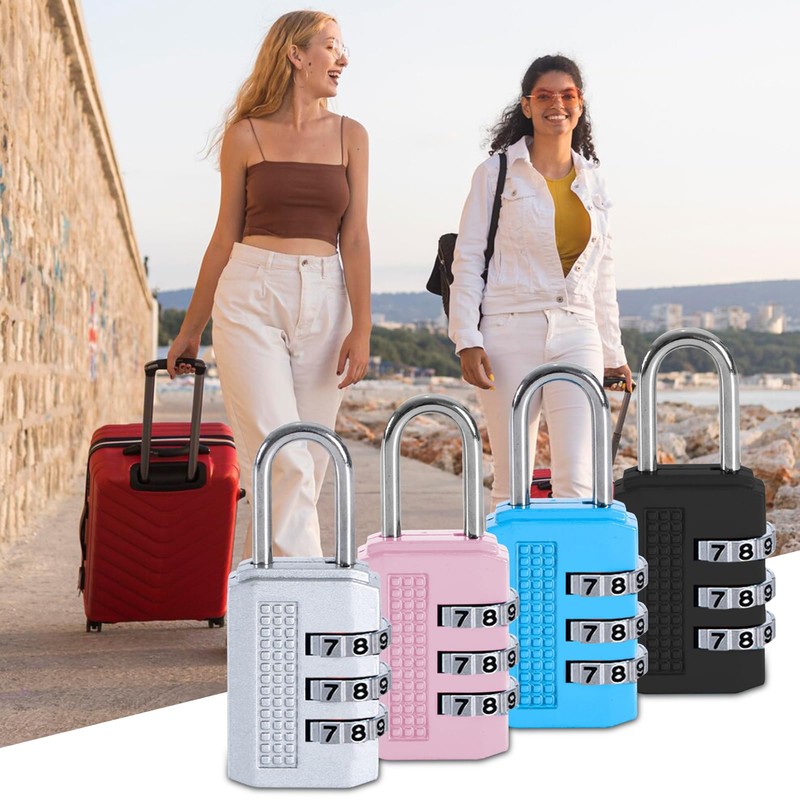 4 Pcs Luggage Locks Combination Padlocks Suitcase Locks Alloy Body