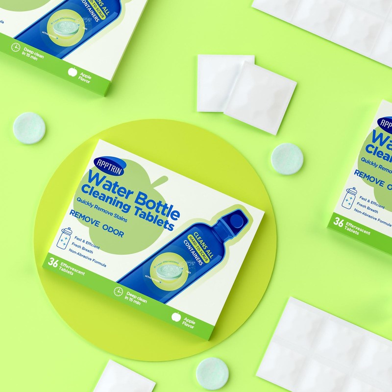 APPTRIN Water Bottle Cleaning Tablets, 36 Pack Bottle Clean Tablet