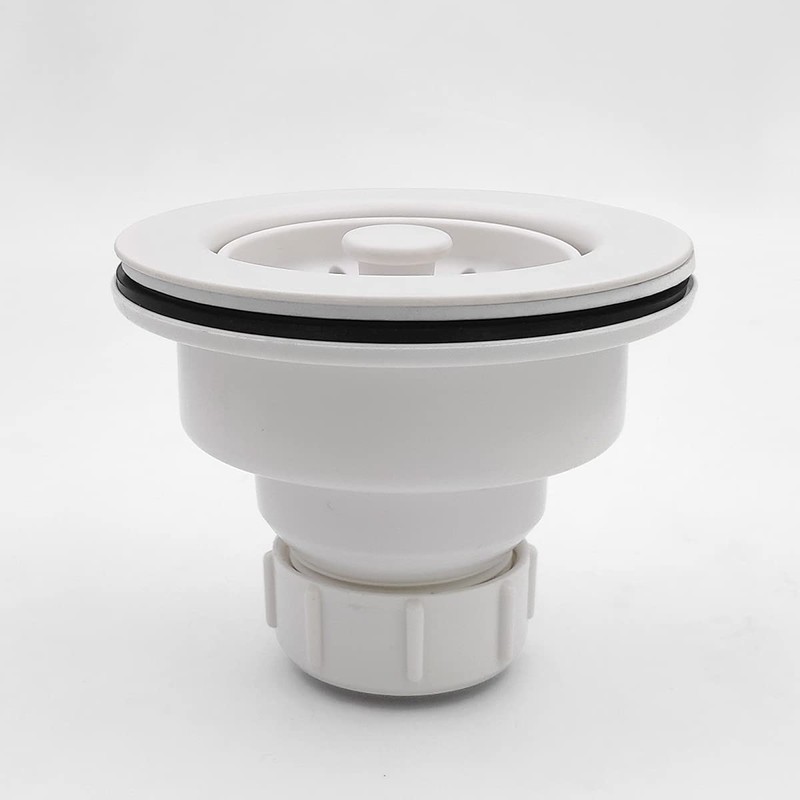 EADOT White Polymer Drain Kitchen Sink Drain Assembly with Removable