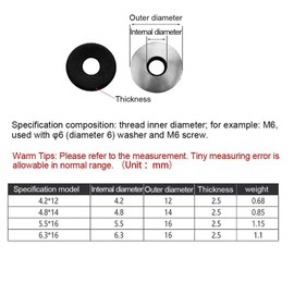 BOZONLI 50pcs Sealing Washers, Stainless Steel Neoprene EPDM Bonded Sealing Gasket Washers, 14mm OD, 4.8mm ID, 2.5mm Thickness