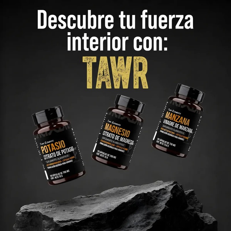 Citrato de Magnesio Tawr Elements para Hombres, Suplemento en Cápsulas