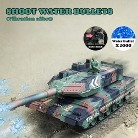 Yoyoom RC Tank That Shoots, 2.4GHz Military Vehicles Model with 360°Rotating Turret, Auto Demo, Sound & Smoke & Light, Remote Control Army Tank for Teen Adult