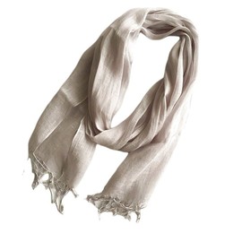 Prettystern Linen Plain Colour Unisex Summer Fringe Scarf, T117 Light Grey