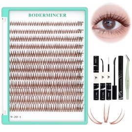 Bodermincer Bodermincer 400pcs D Curl Lash Clusters 8-10-12-14mm/10-12-14-16mm MIX Fish Tail Lash Cluster Premade Volume Lash Fans Volume Lashes Knotted (Dark Brown 8-10-12-14-16mm MIX)