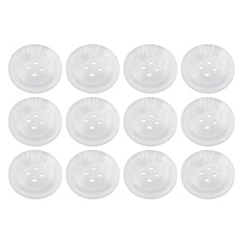 Pack of 12 White 20mm Round Faux Horn Sew On Plastic Buttons for Coats Jackets Cardigans Flat 4 Holes 32L