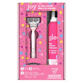 JOY Razors For Women Shave Care Gift Set, 1 Razor + 2 Five-Bladed Razor Refills, Aloe Infused Shave Gel to Protect Against Skin Irritation, 7 oz
