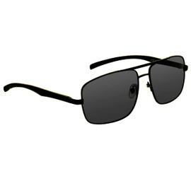 proSPORT Aviator Square Polarized Sunglass Large Wide Frame Face Men Black Frame Smoke Lens Glare Free Fishing Driving Outdoor