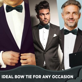 FATASH Men's Silk Satin Pre-Tied Bow Tie | Adjustable Two-Layer Classic Dickie | Solid Color Elastic Neck Bowtie for Fancy Dress Costume Wedding Formal Party Prom | Boys Suit Accessories Forest Green