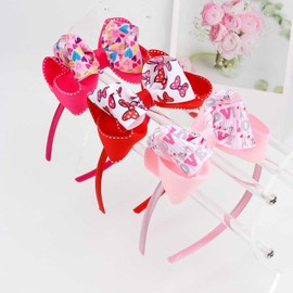 ZCYYYS Girls Bow Headband for Valentine's Day Love Heart Hair Band Hair Accessories TSFG08 (Pink)