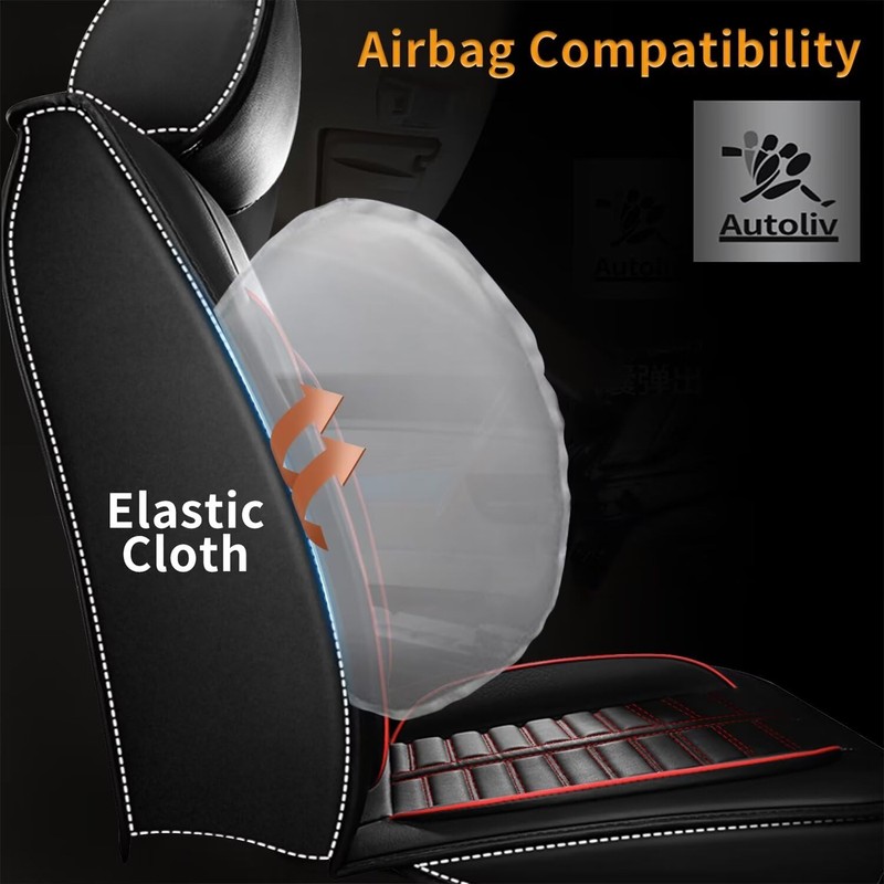RAWAKORW Faux Leather Car Seat Covers Fit for 2008-2020 Dodge