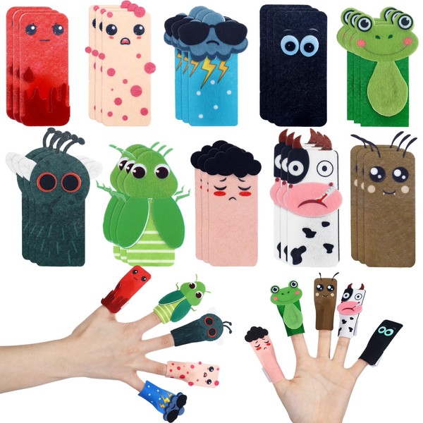 Outus 30 Pcs 10 Styles Passover Finger Plagues Puppet Kit