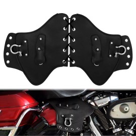 HCMOTORKU PU Leather Heat Saddle Shield Black Deflector Fits For Most Universal Motorcycle