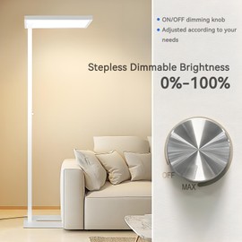 Hideno 76.6" Full Spectrum Led Floor Lamp,80W Modern Free-Standing Lamp,10000LM Dimmable Dual Light Source Eye-Care Tall Reading Lamp for Home Office Reading,4000K Natural Daylight