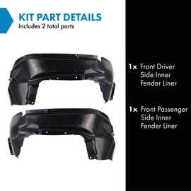TRQ TRQ Front Inner Fender Liner Set Compatible with 2007-2010 Jeep Compass CH1248133 CH1249133