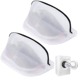 2 Pcs Shoe Washing Machine Bag, Shoes Washing Bags,Reusable Trainer Washing Machine Bag, Mesh Laundry Shoe Bags with Zip Closure for Sneakers, Socks, Bras Travel