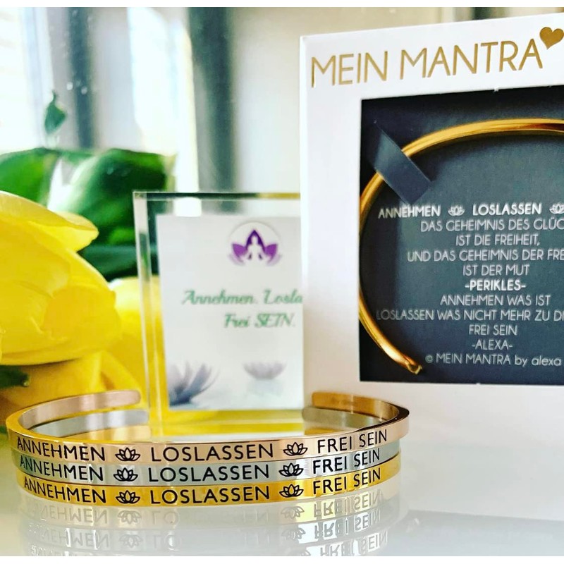 Elegant Bangle Silver or Rose Gold with Mantra and Saying