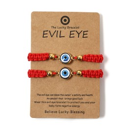 NUITS DE JUIN Evil Eye Red Bracelets for Protection - Red String Amulet Adjustable Bracelet For Women Men | Link Knot Lucky Kabbalah Protection Bracelets