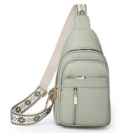 YSHIGUING Small Crossbody Sling Backpack Sling Bag for Women Men，Chest Bag with Adjustable Shoulder Strap，Cross Body Bag Daypack Fanny Pack for Outdoors Hiking Traveling (Green)