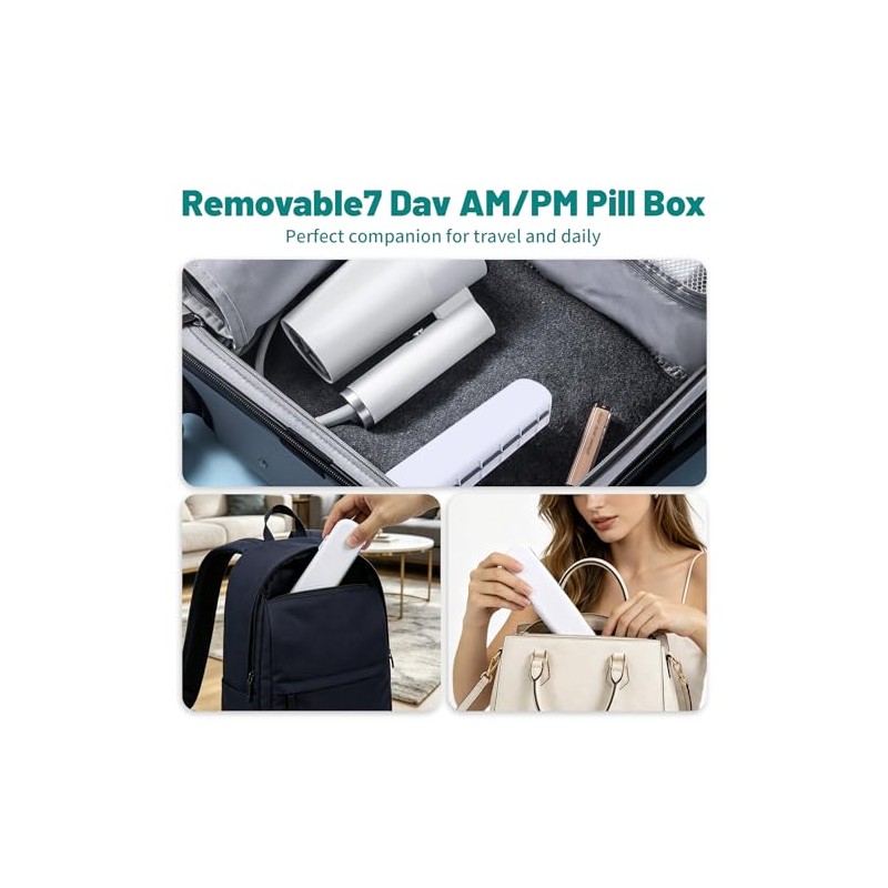 Foldable 7-Day AM/PM Pill Organiser, Magnetic, Travel
