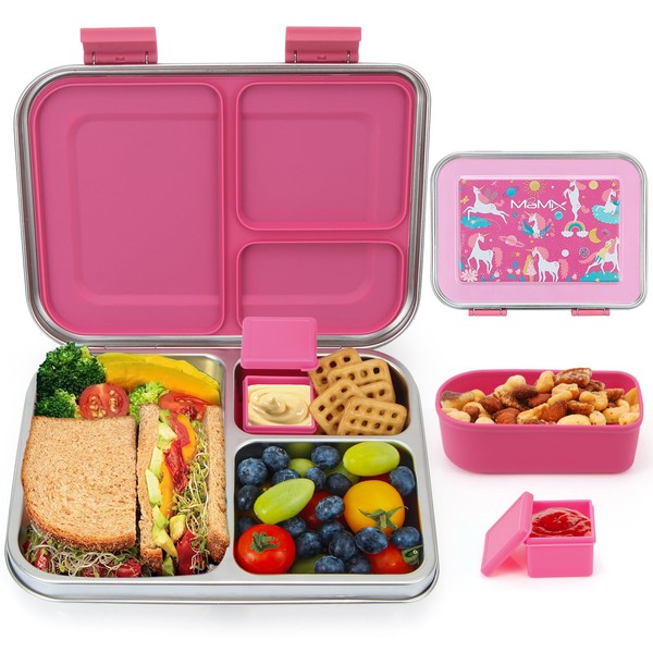 MaMix Bento Lunch Box Stainless Steel,3 Compartments Leak-Proof Bento Box