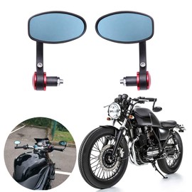 DREAMIZER Universal 7/8" 22mm Motorcycle Bar End Mirrors Oval Rear View Side for Bobber Cafe Racer Street Sports Bike Chopper Cruiser - Red