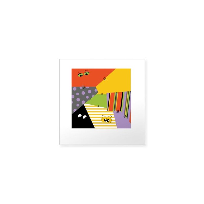 CafePress Spooky Eye Patchwork Sticker Square Bumper Sticker Car Decal