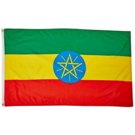 Quality Standard Flags Ethiopia Star Polyester Flag, 3 by 5'