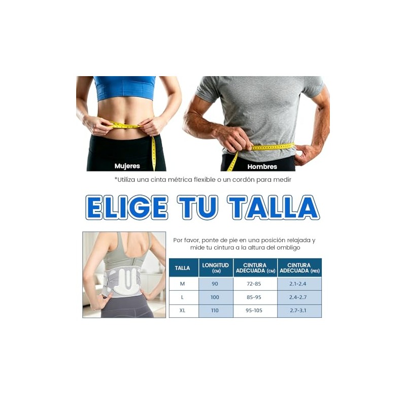 Faja Lumbar Ajustable para Hombres y Mujeres, Transpirables (Medium)