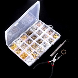 Towinle 2490 Pieces Earring Hooks Earring Making Kit with Pliers and Tweezers for Jewellery Making and Earring Repair, 6 Colours