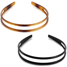 WILLBOND 4 Pieces Plastic Headband Double Row Teeth Comb Headbands for Women Hairbands DIY 90s Hoop Non Slip Christmas Accessory Gift for Girl Daily Dating 5mm Decorations(Black, Brown)