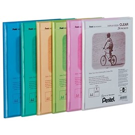 Pentel Recycology A4 Display Book Clear 20 Pocket Assorted Colours [Pack of 5]