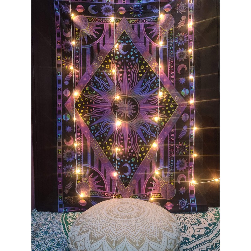 ICC Purple Burning Sun Tie Dye Tapestry Celestial Sun Moon