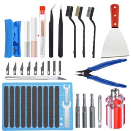 HAWKUNG 36 PCS 3D Drucker Tool Kit, 3 in 1 Düsenwechselwerkzeug, Nadeln, Zange, Pinzette, Schlüssel, Schaber, Bürste, Schneidematte, Clean Up Messer für Düsenwechsel und Modell Entfernen, Reinigung
